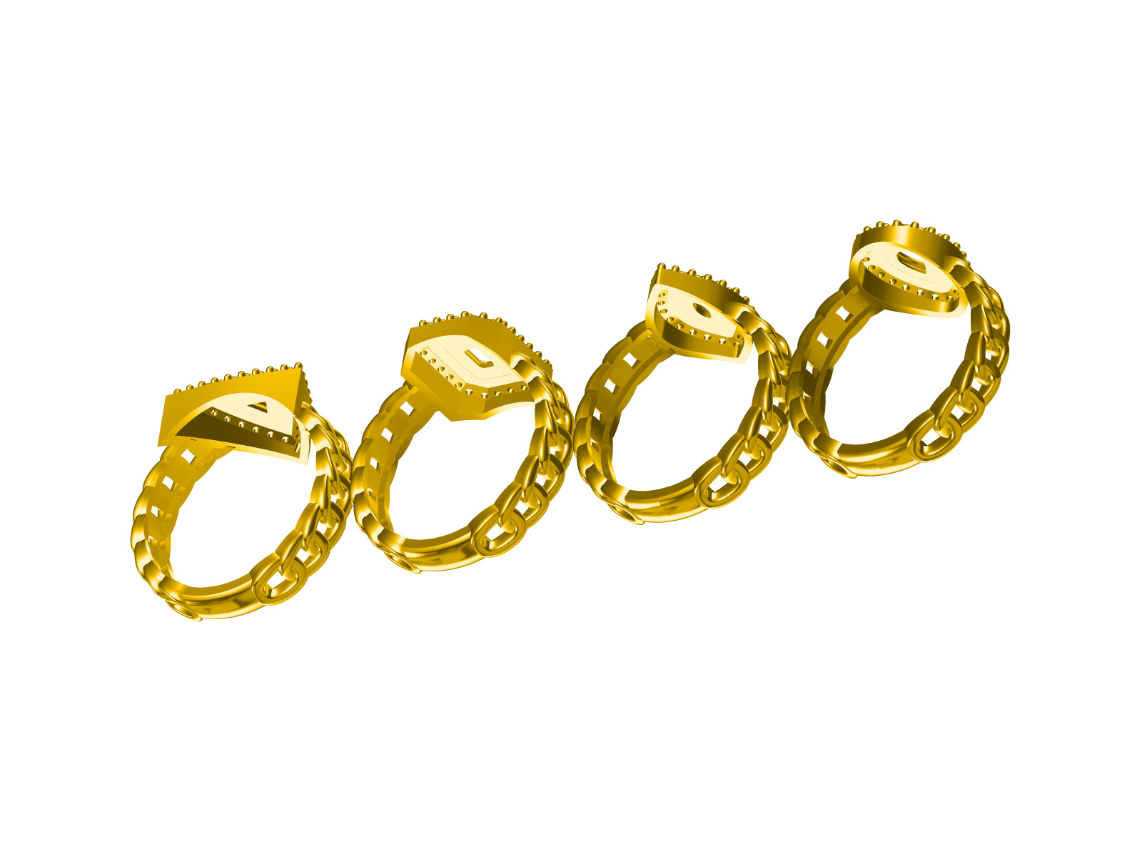 Drop diamond ring Series Fireball Emerald 3D print model_9