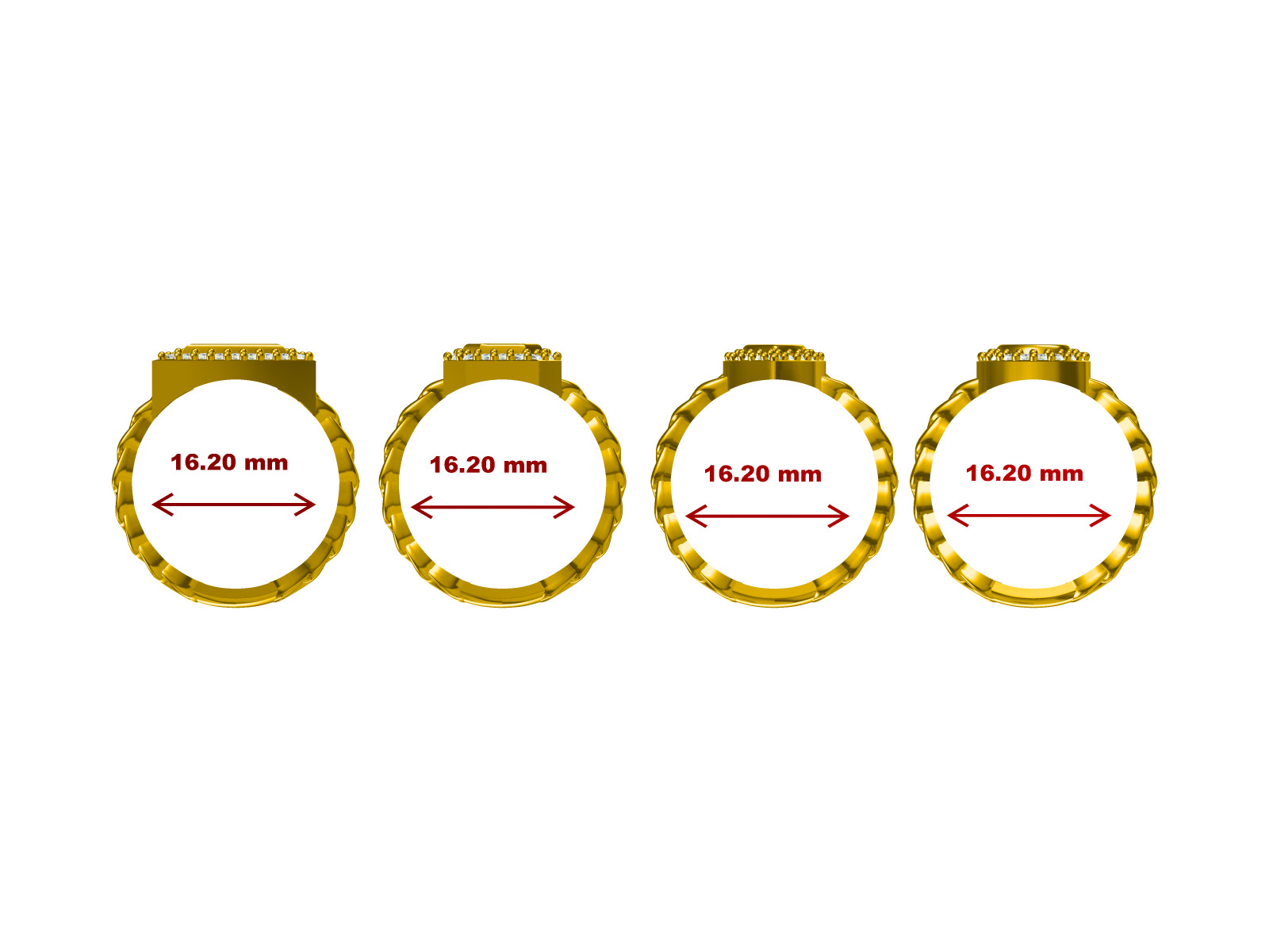 Drop diamond ring Series Fireball Emerald 3D print model_3