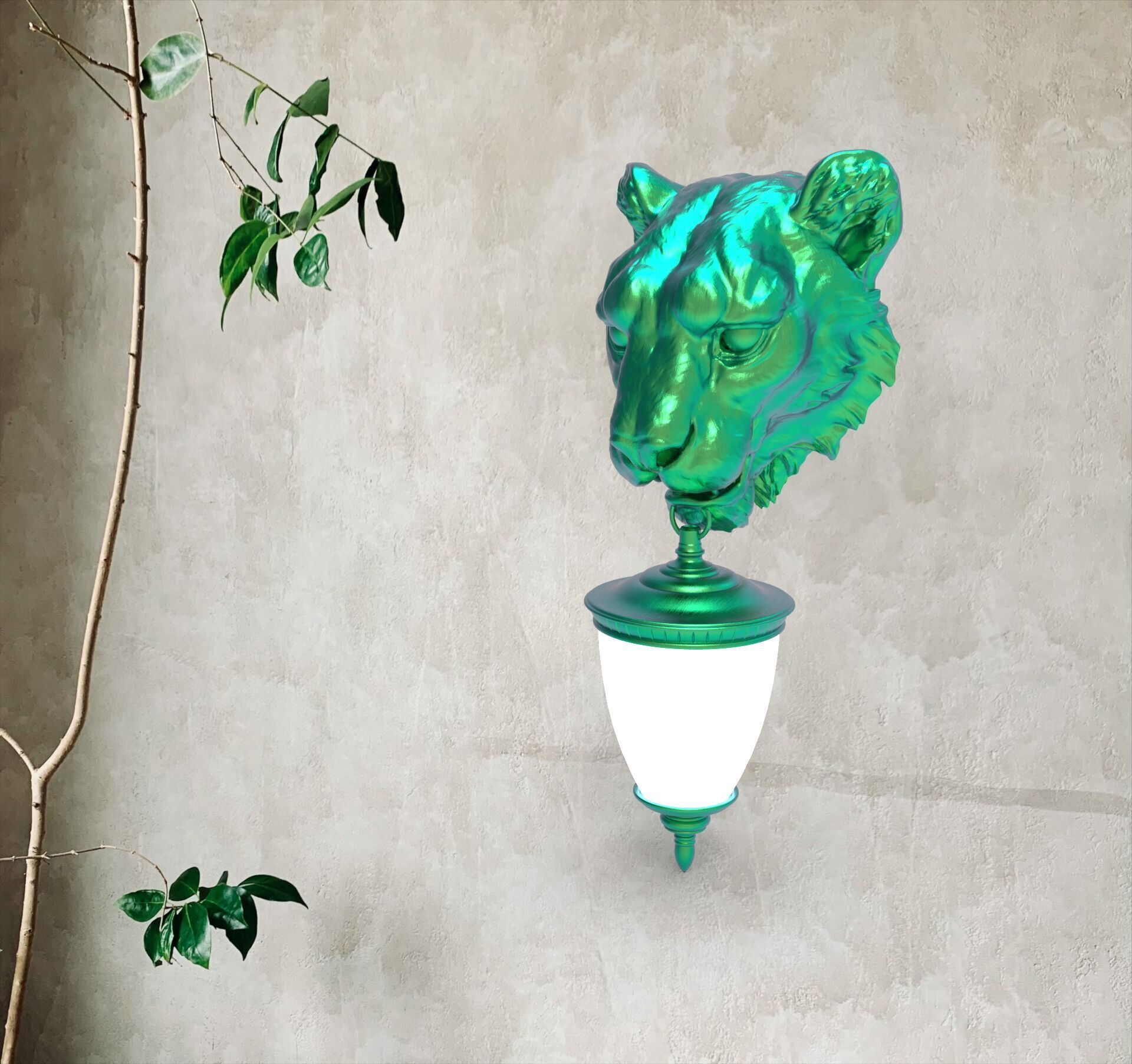 Lion Head Wall Lamp 3D print model_1