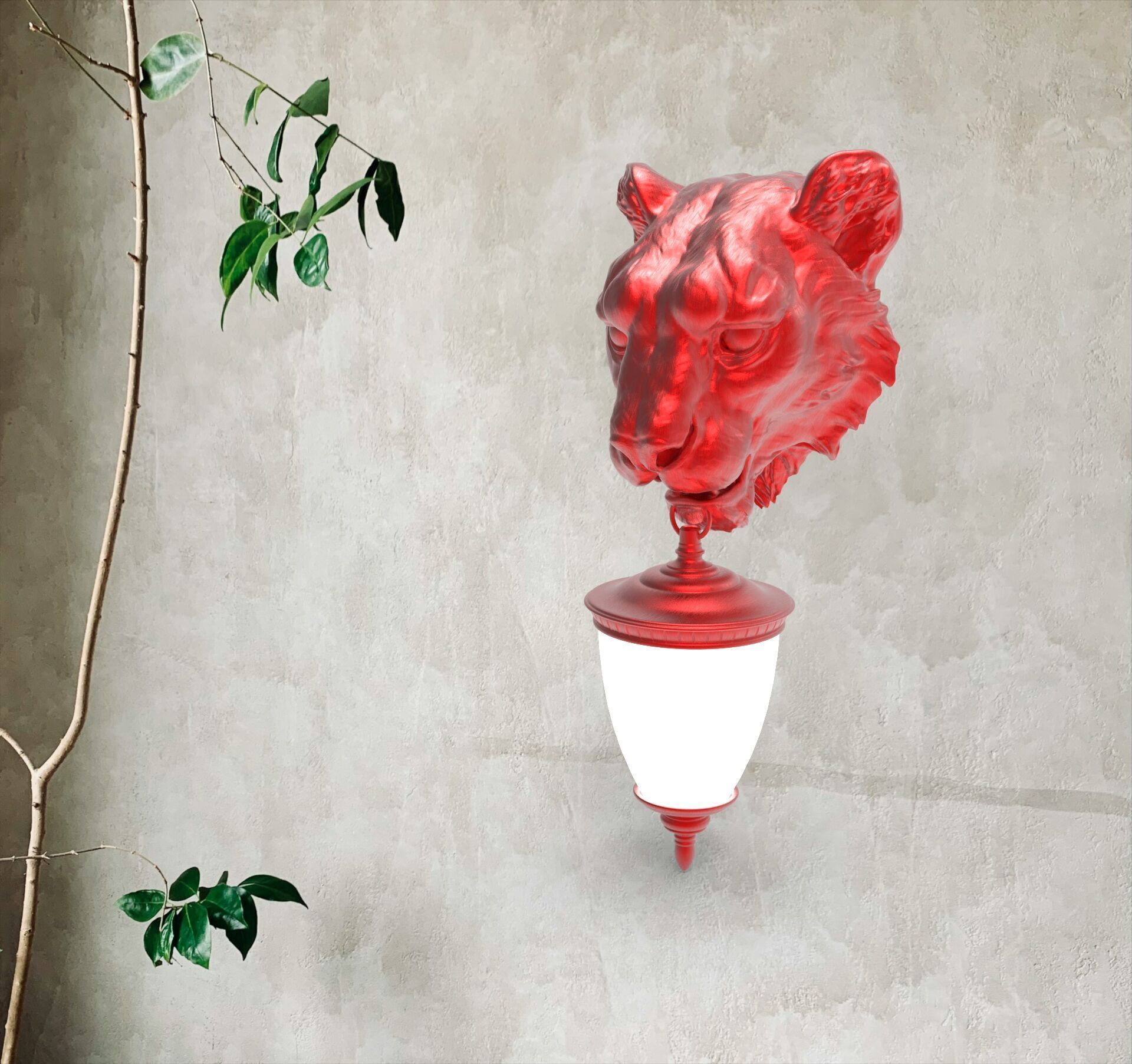 Lion Head Wall Lamp 3D print model_3