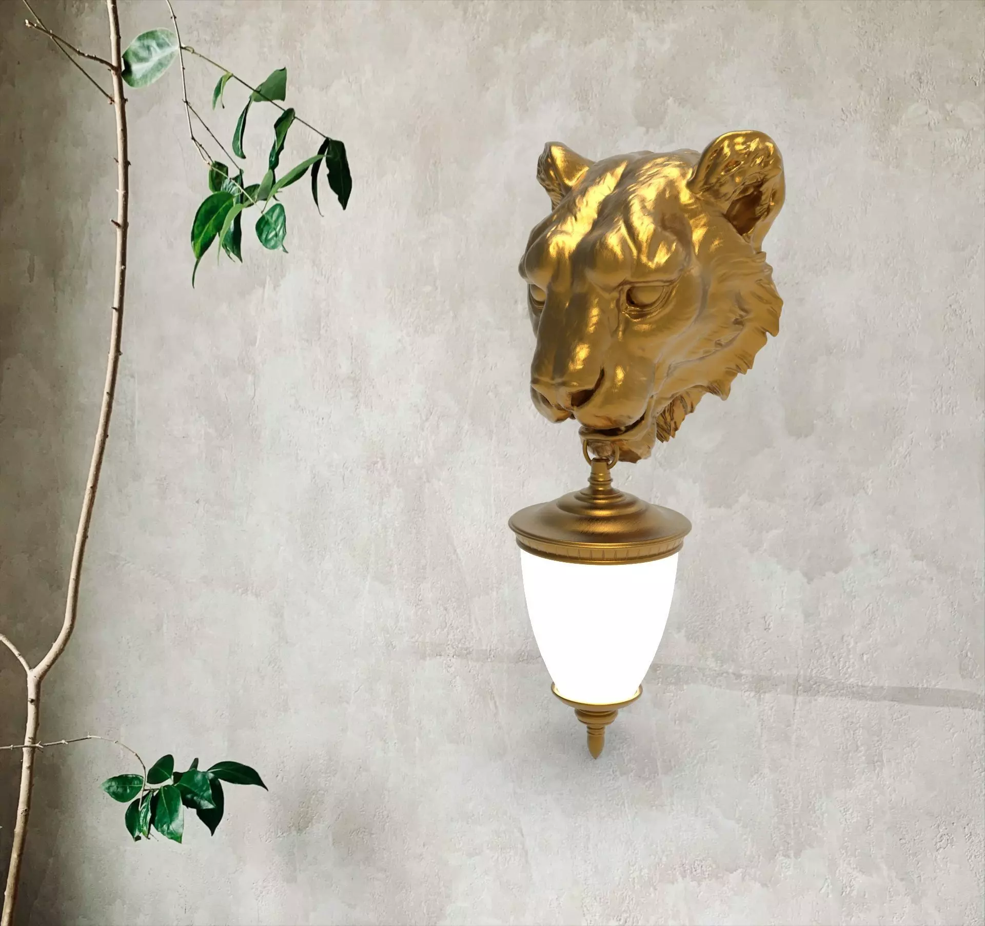 Lion Head Wall Lamp 3D print model_0