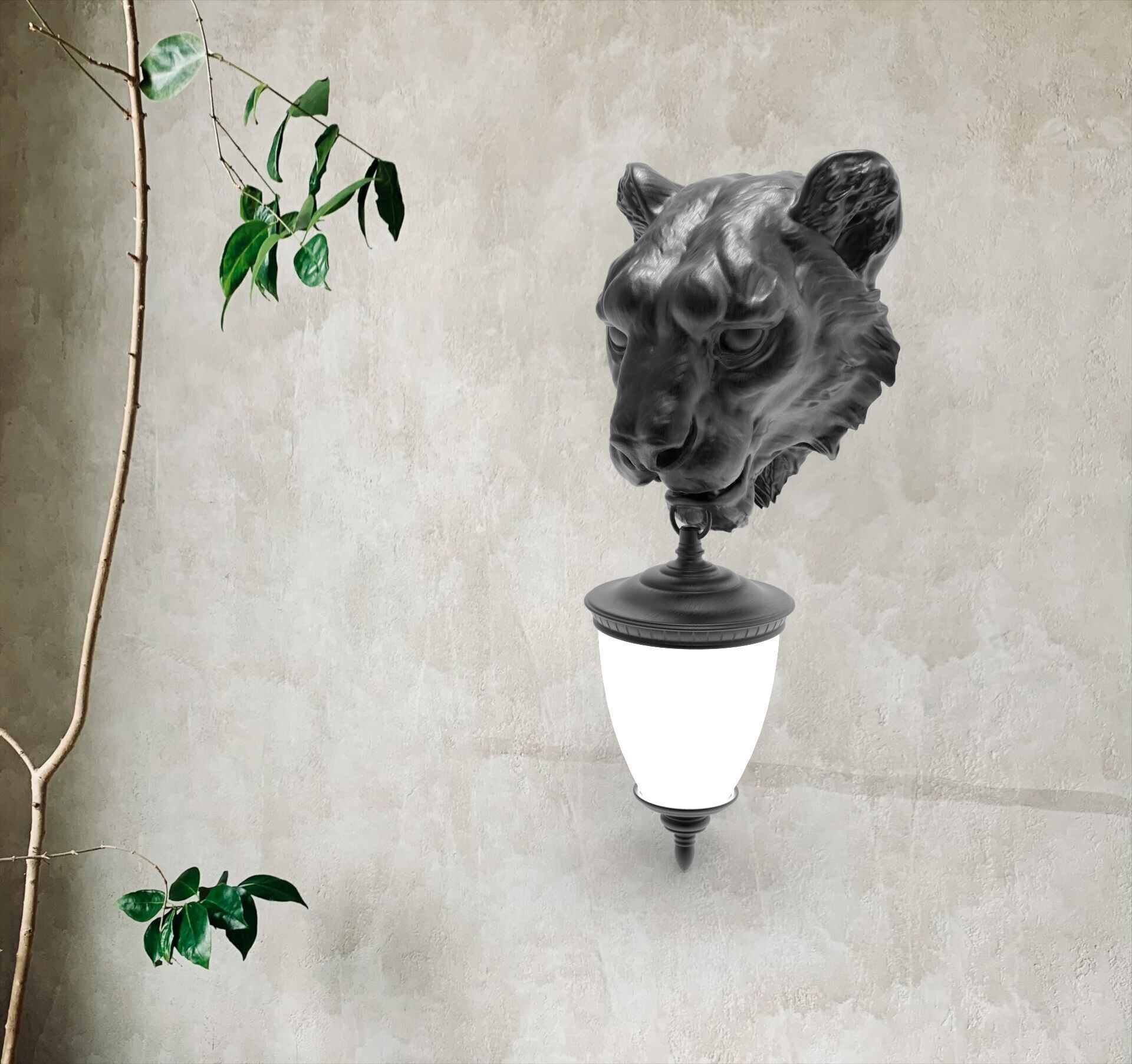 Lion Head Wall Lamp 3D print model_2