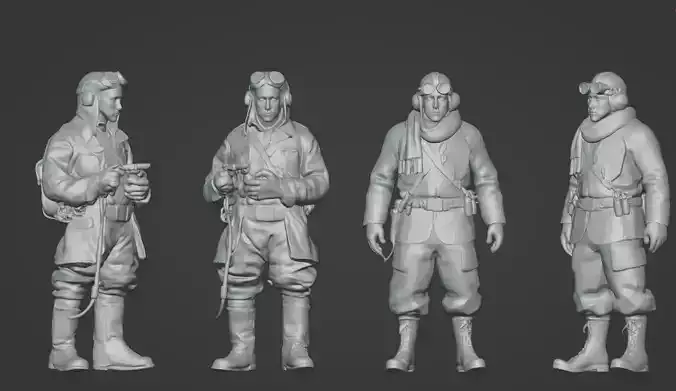 WWI Pilot High-Detail 3D Printable STL Models 3D print model