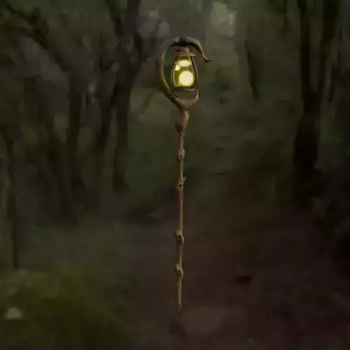Wooden staff with lantern 3D model