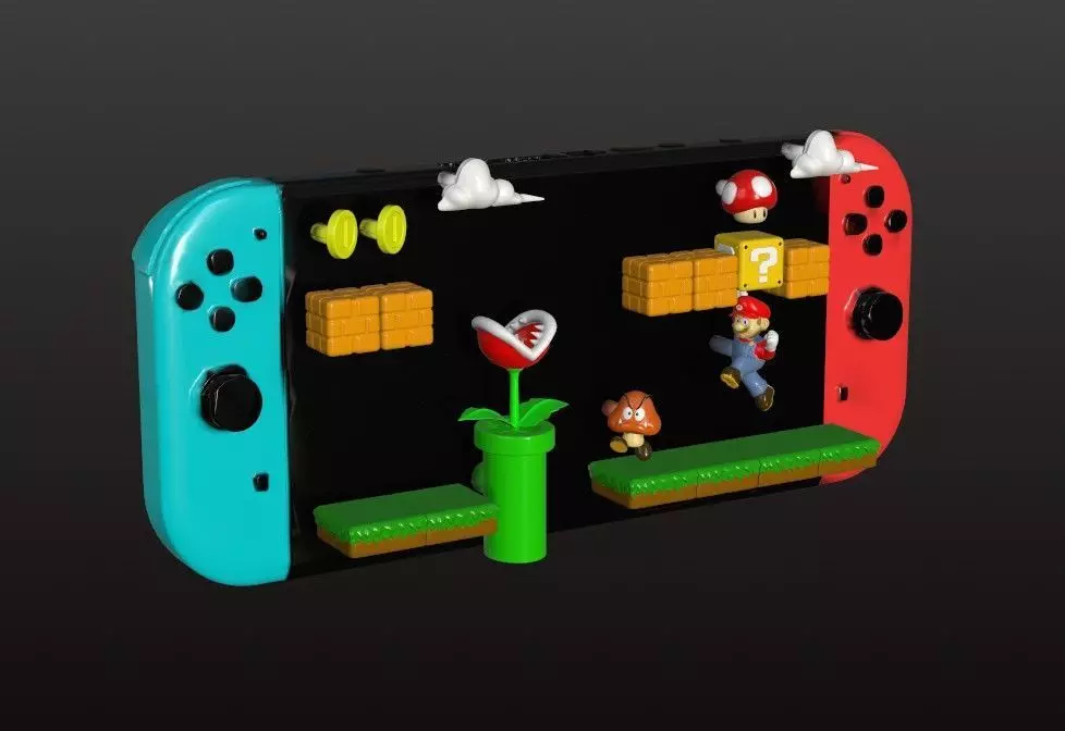 NINTENDO SWITCH SUPER MARIO DIORAMA CUTTED 3D print model_1