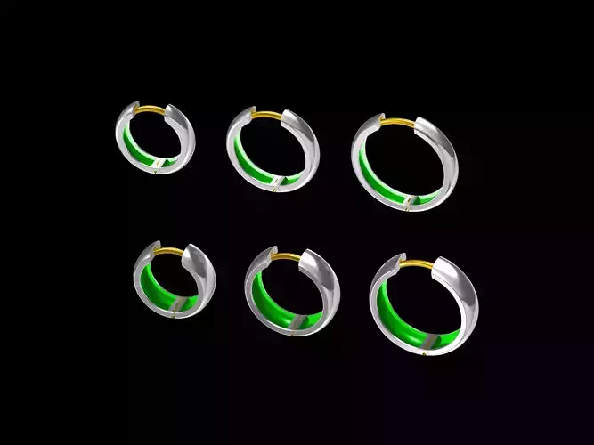 ultra light Women Diamond Huggie Earring Jewelcad Render 6 model