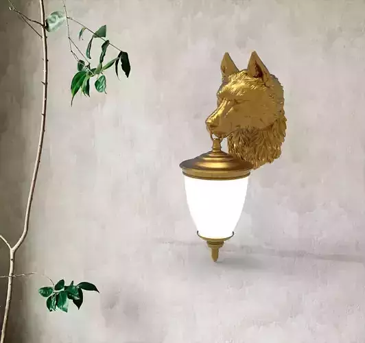 Wolf Head Wall Lamp