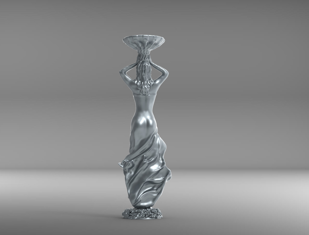 Elegant Standing Woman Candlestick Holder 3D print model_4