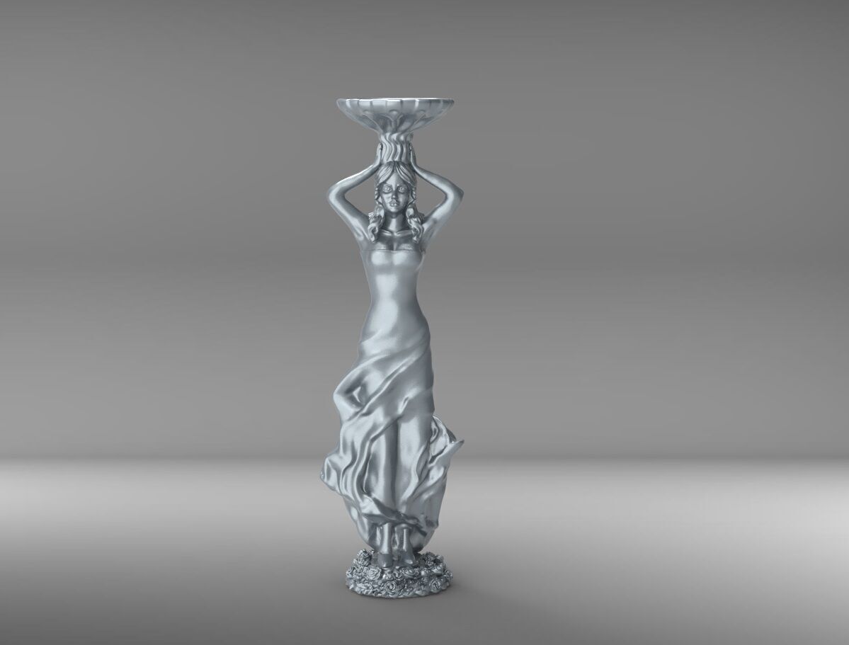 Elegant Standing Woman Candlestick Holder 3D print model_3