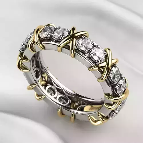 X Ring 3mm Stones Gold 3D print model
