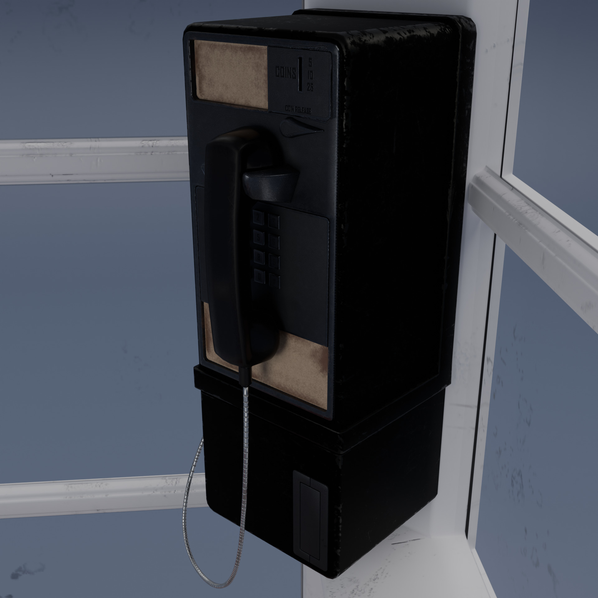 Phone Booth Low-poly 3D model_5