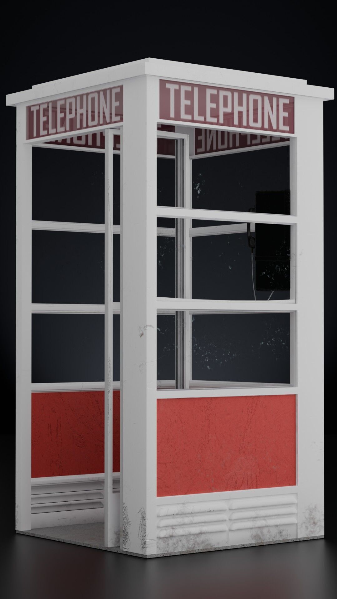 Phone Booth Low-poly 3D model_3