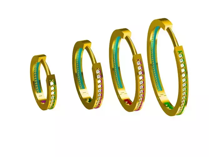 14-18-22-25 mm ultra light Women Diamond Huggie Earring 