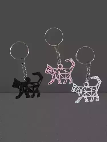 Geometric Cat Keychain