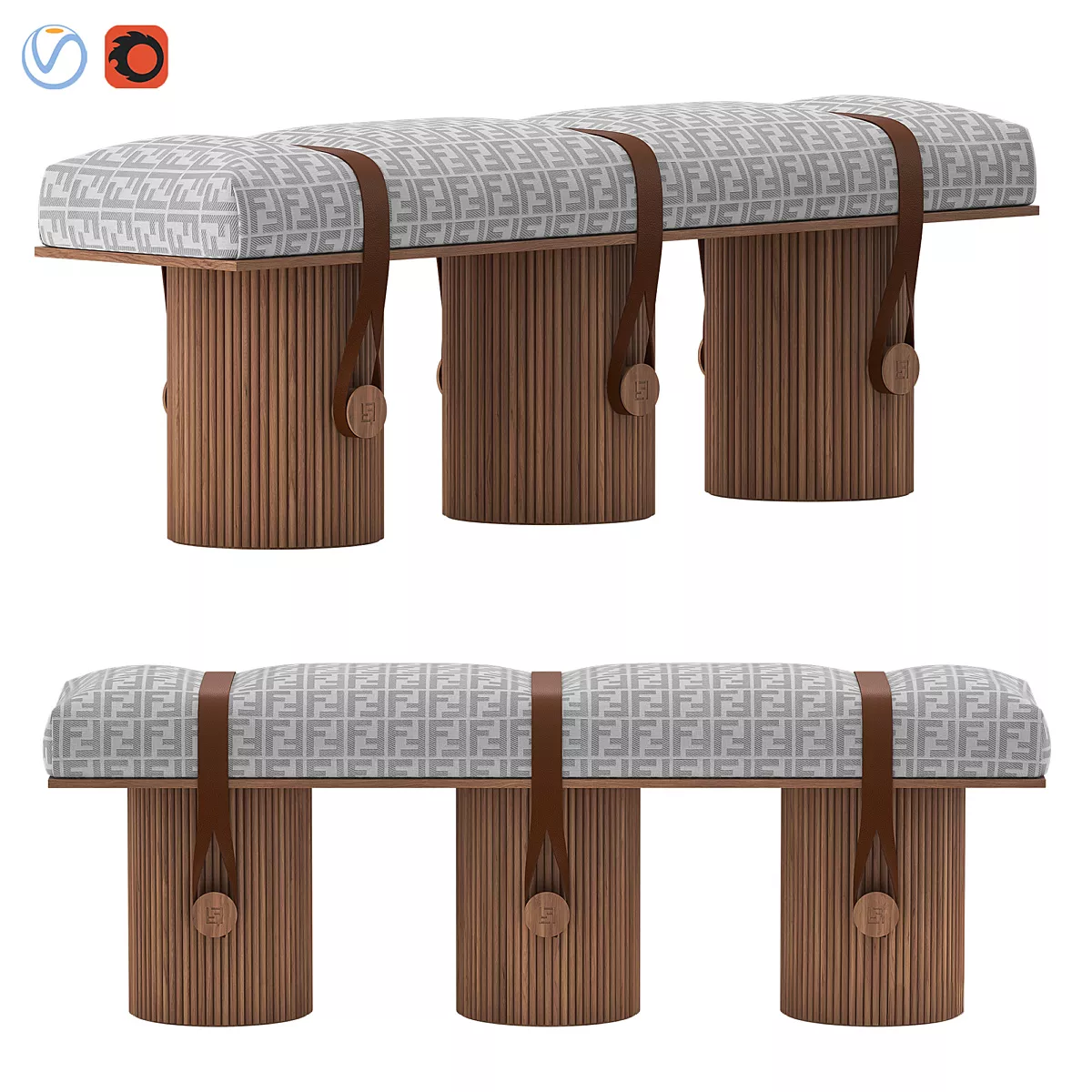 F-ENCH - FENDI CASA Bench 3D model