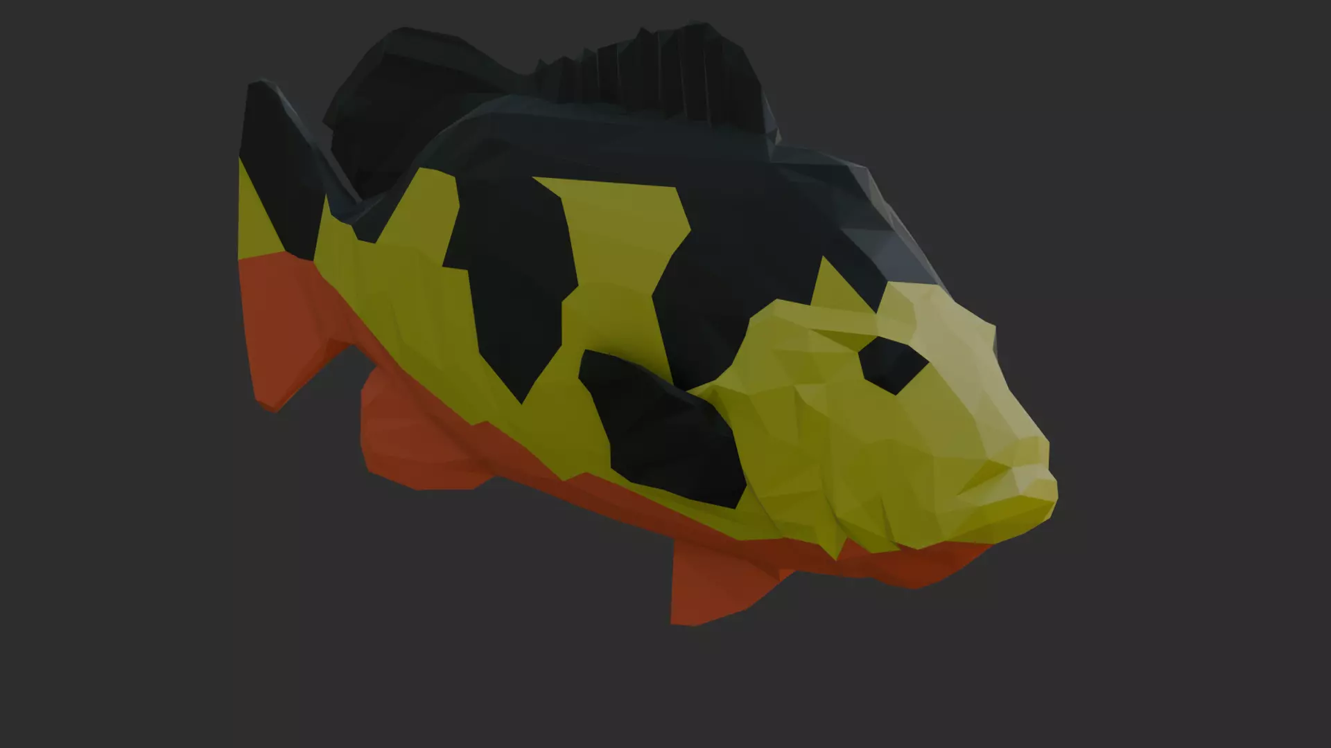Low Poly Peacock Bass Low-poly 3D model_0
