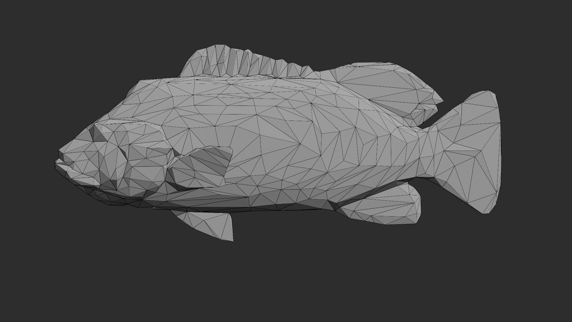 Low Poly Peacock Bass Low-poly 3D model_3