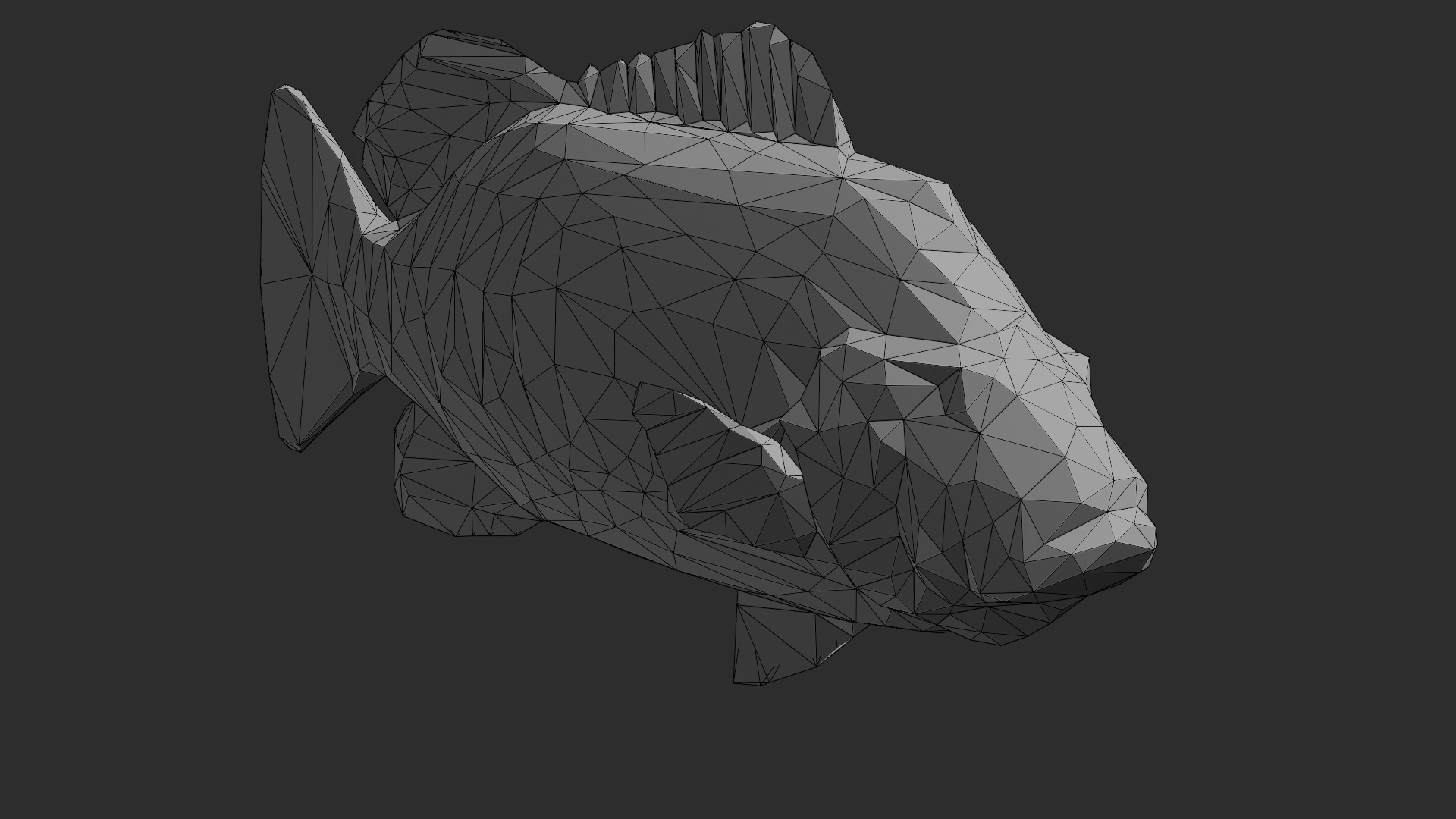 Low Poly Peacock Bass Low-poly 3D model_1