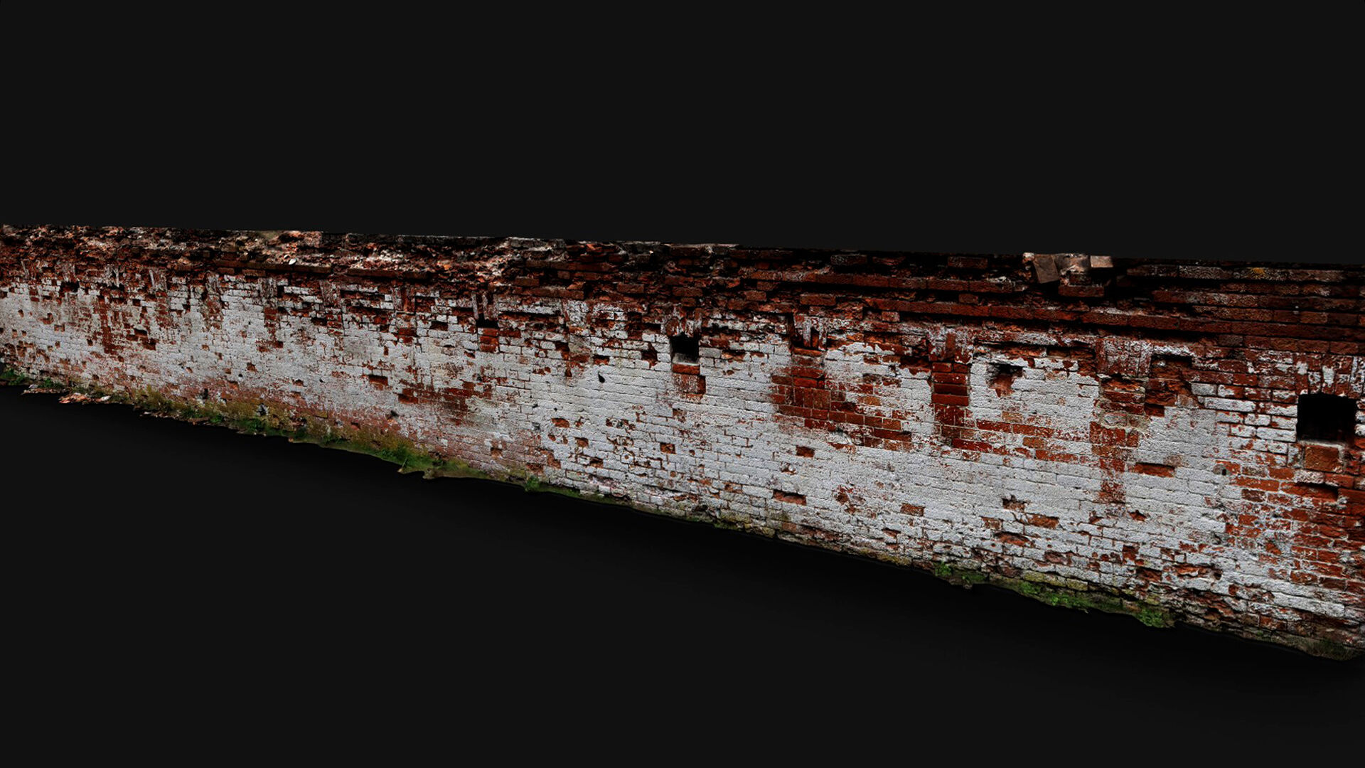 ruins brickwall abandoned factory facade photogrammetry Low-poly 3D model_4