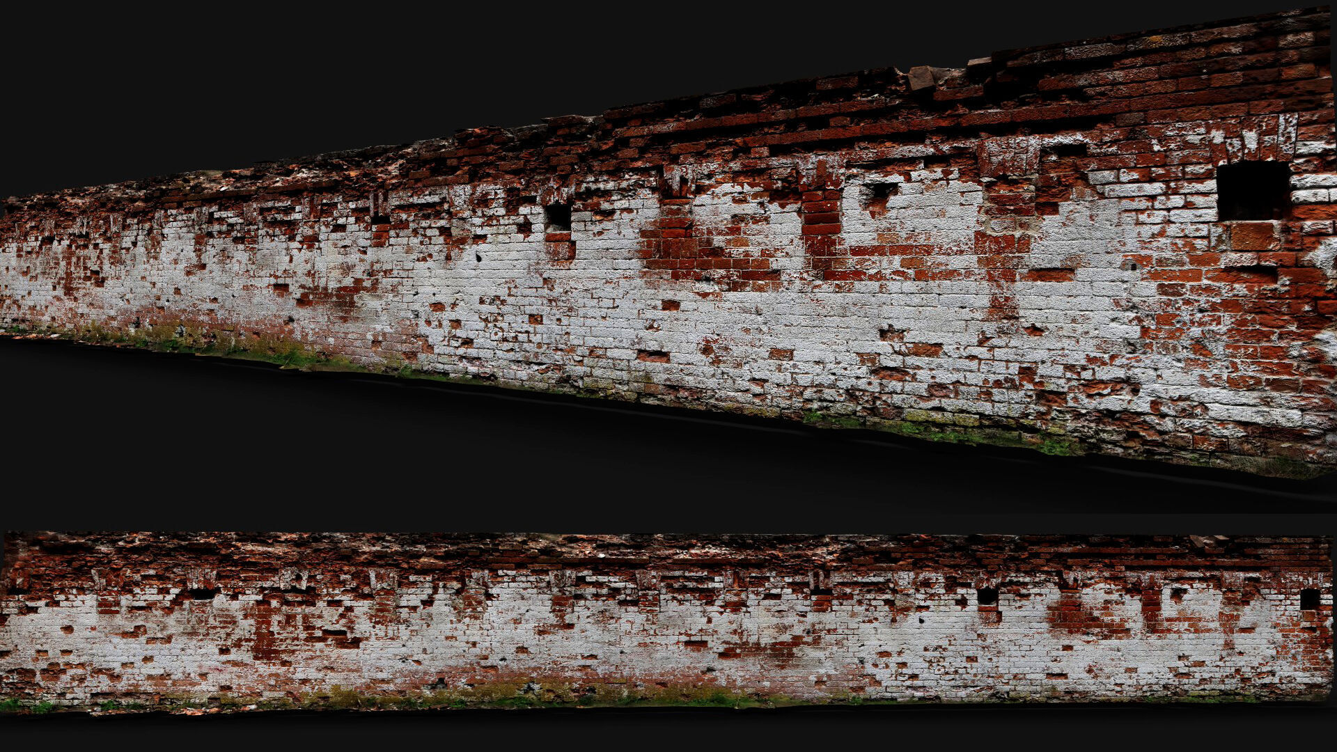 ruins brickwall abandoned factory facade photogrammetry Low-poly 3D model_3