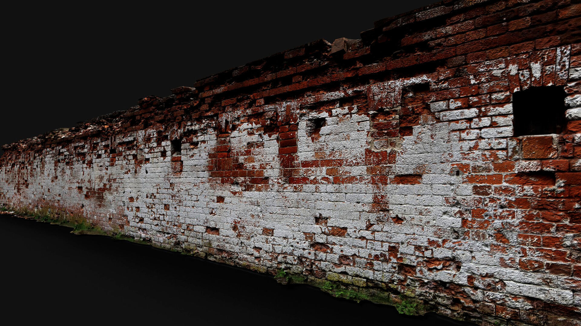 ruins brickwall abandoned factory facade photogrammetry Low-poly 3D model_1