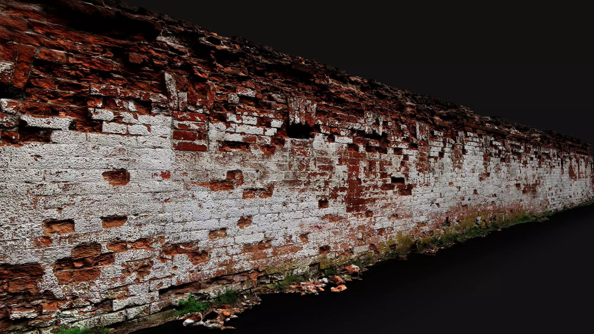 ruins brickwall abandoned factory facade photogrammetry Low-poly 3D model_0