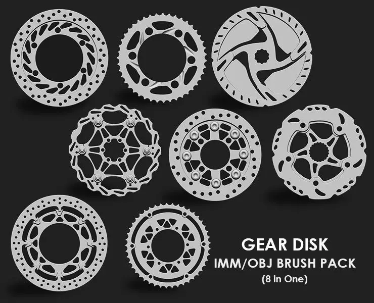 Gear Disk IMM OBJ Brush Pack 8 in One 3D model