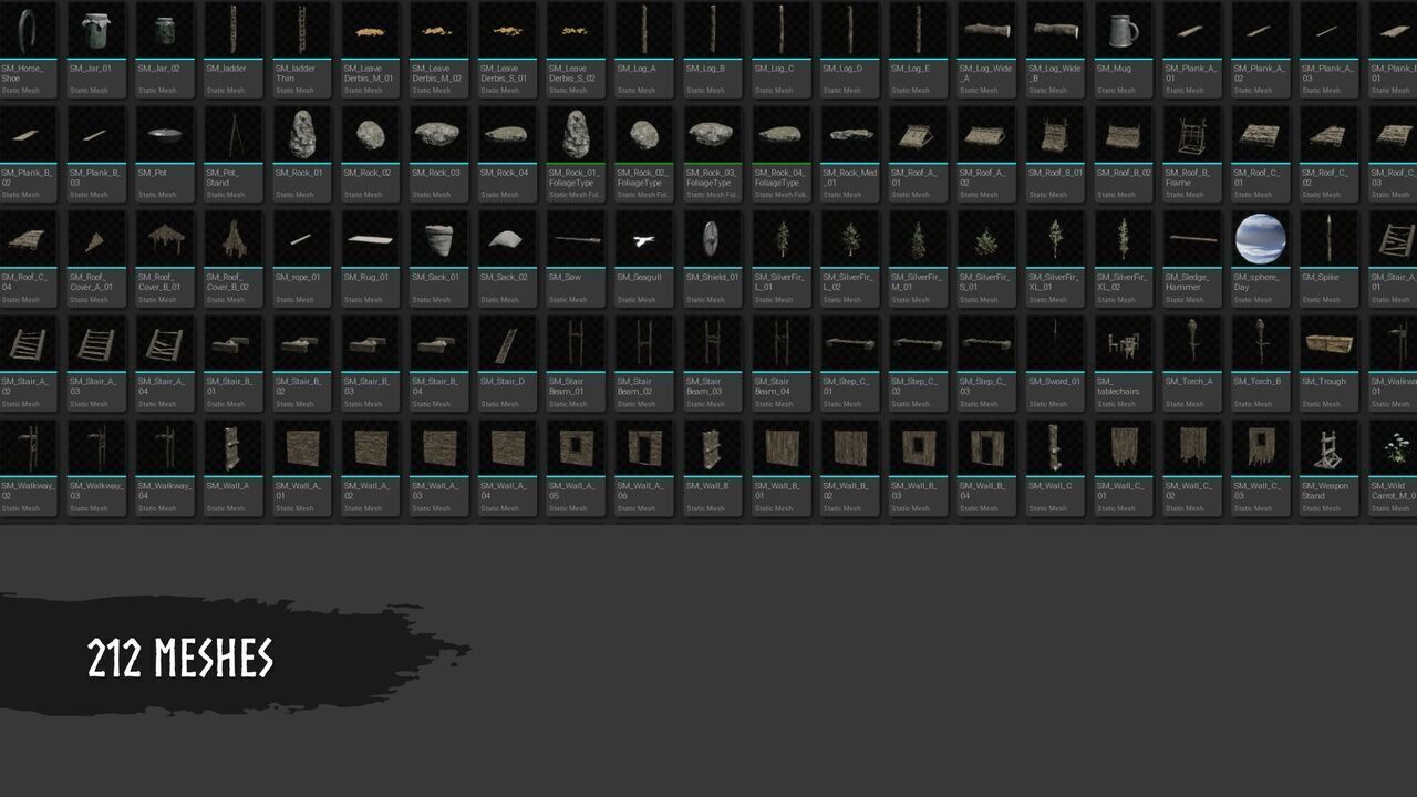 Modular Medieval Village Low-poly 3D model_19