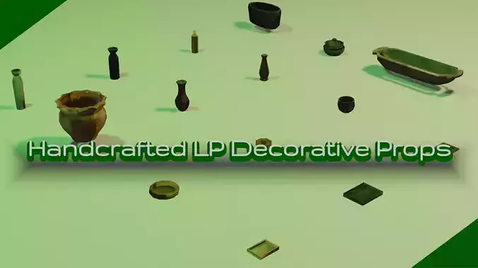 Handcrafted Low Poly Decorative Props Set Low-poly 3D model