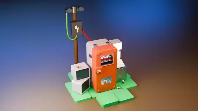 Modern Vending Machine 3D Scene Free low-poly 3D model