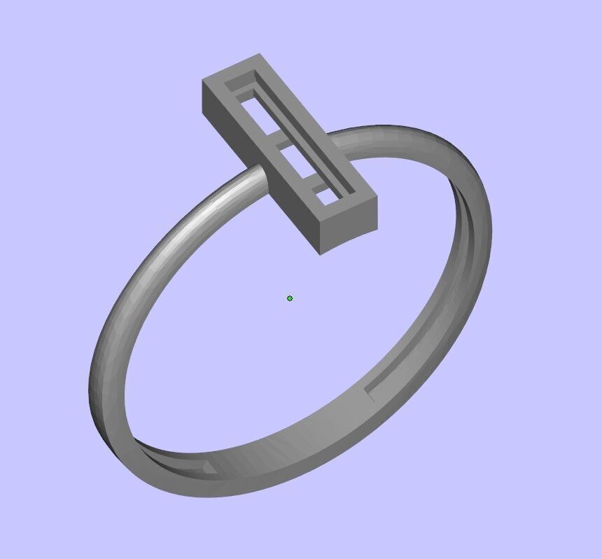 Minimal Baguette Ring 3D print model_1