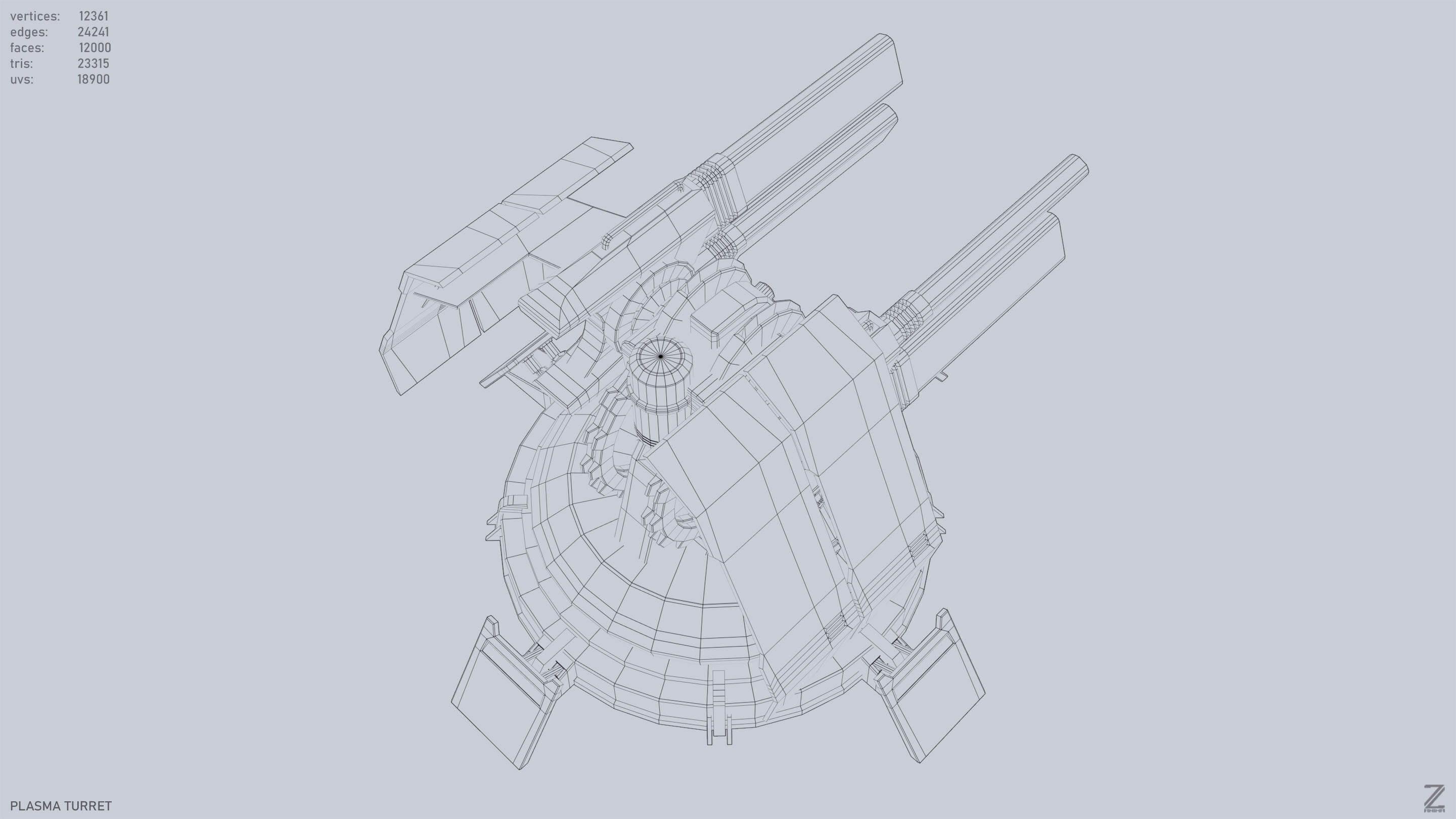 Plasma turret Low-poly 3D model_13