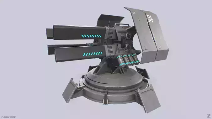 Plasma turret Low-poly 3D model Plasma turret Low-poly 3D model
