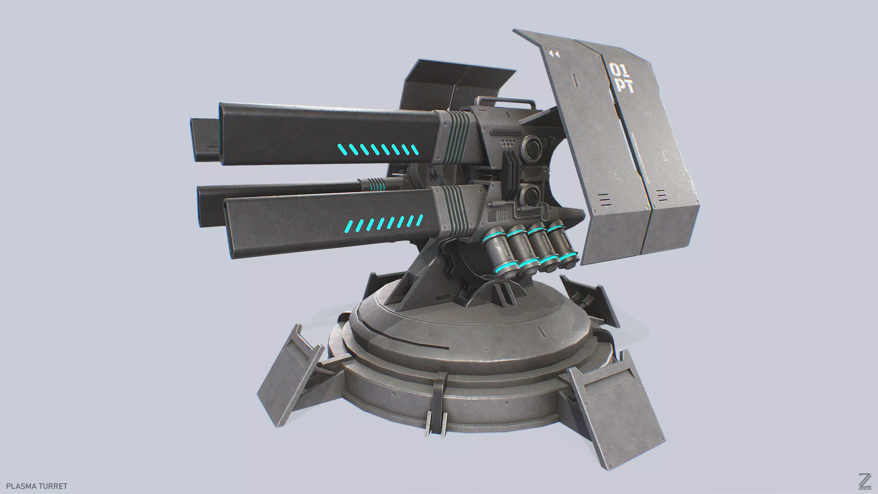 Plasma turret Low-poly 3D model_0