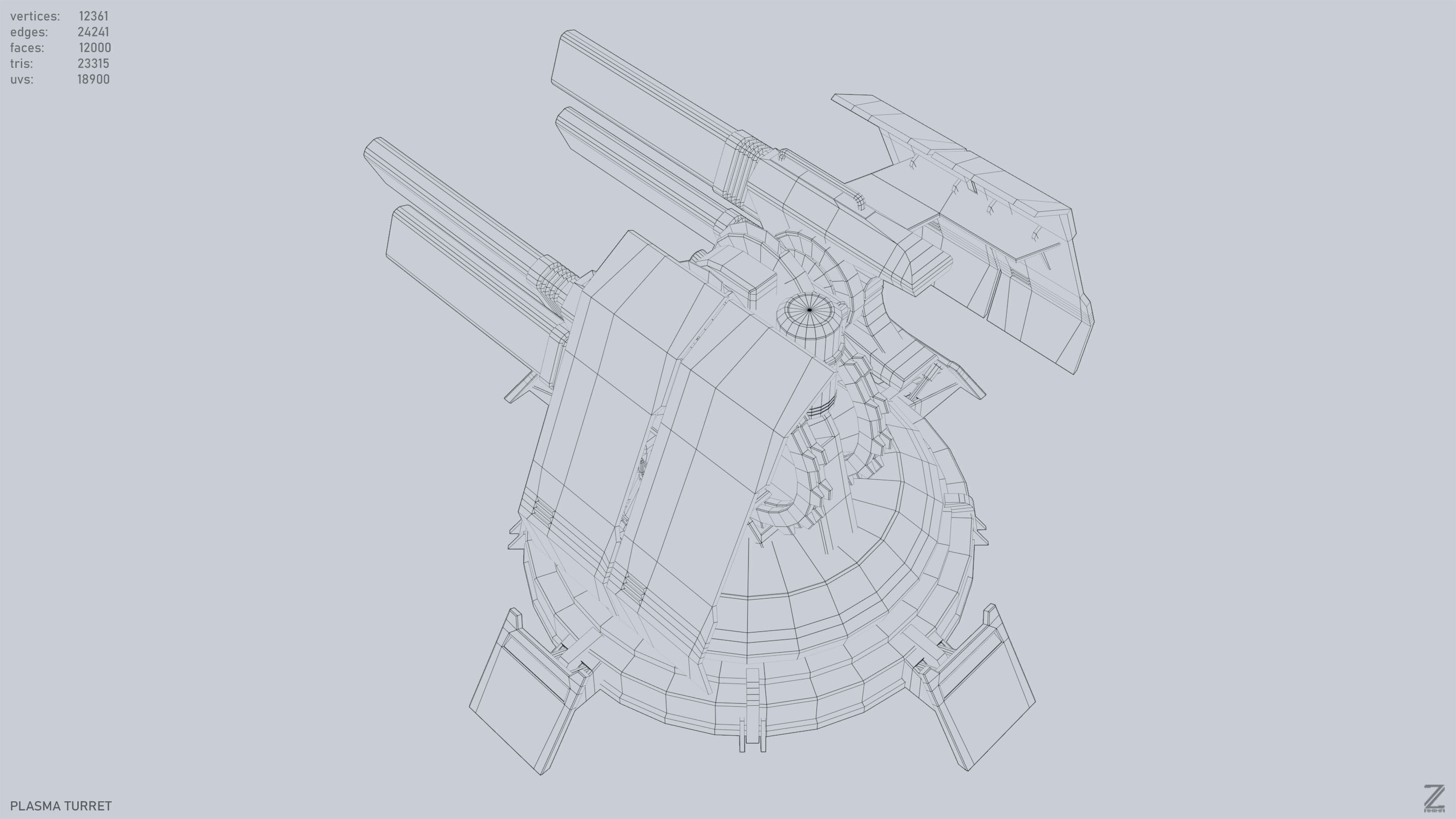 Plasma turret Low-poly 3D model_11