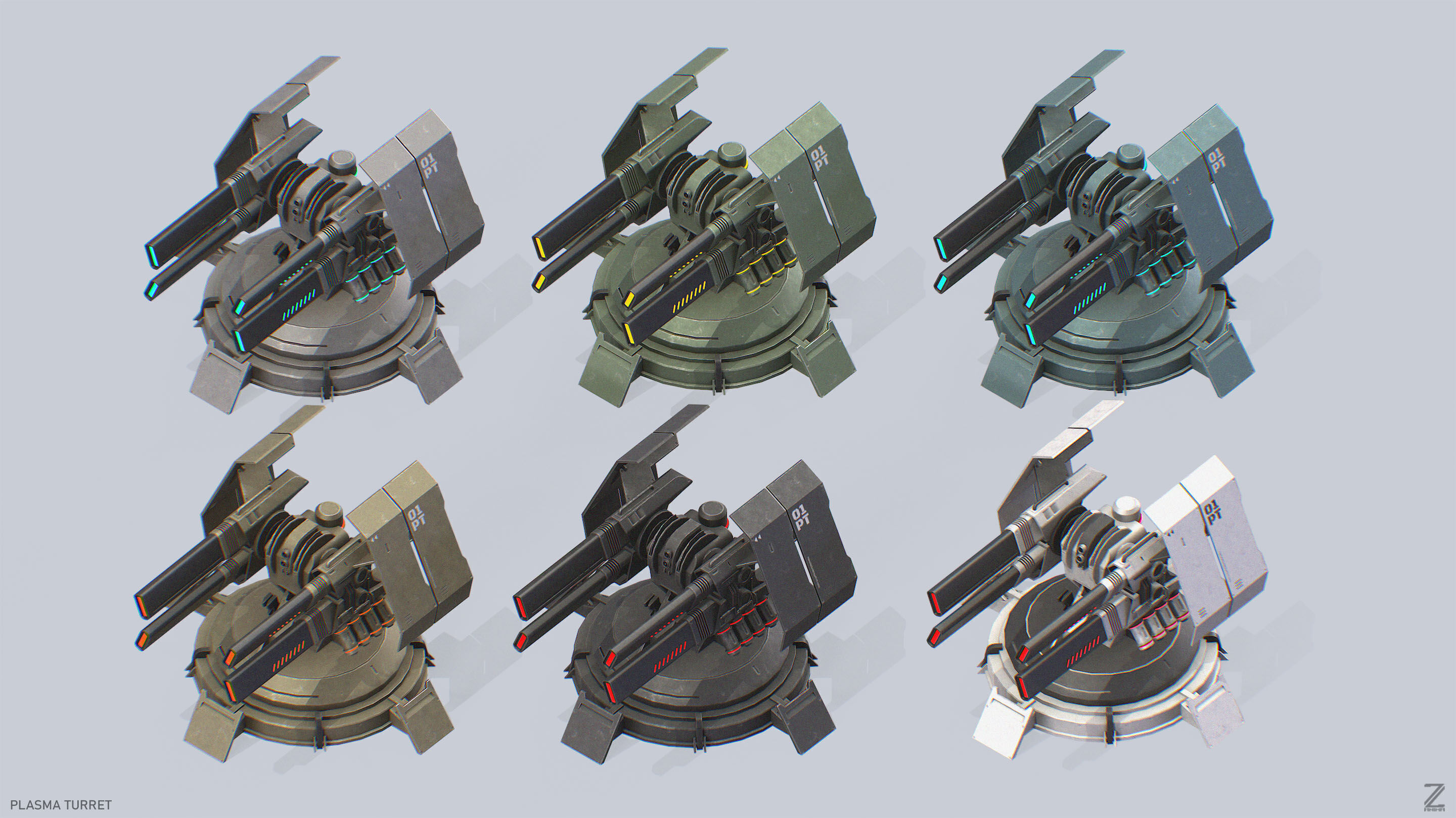 Plasma turret Low-poly 3D model_3