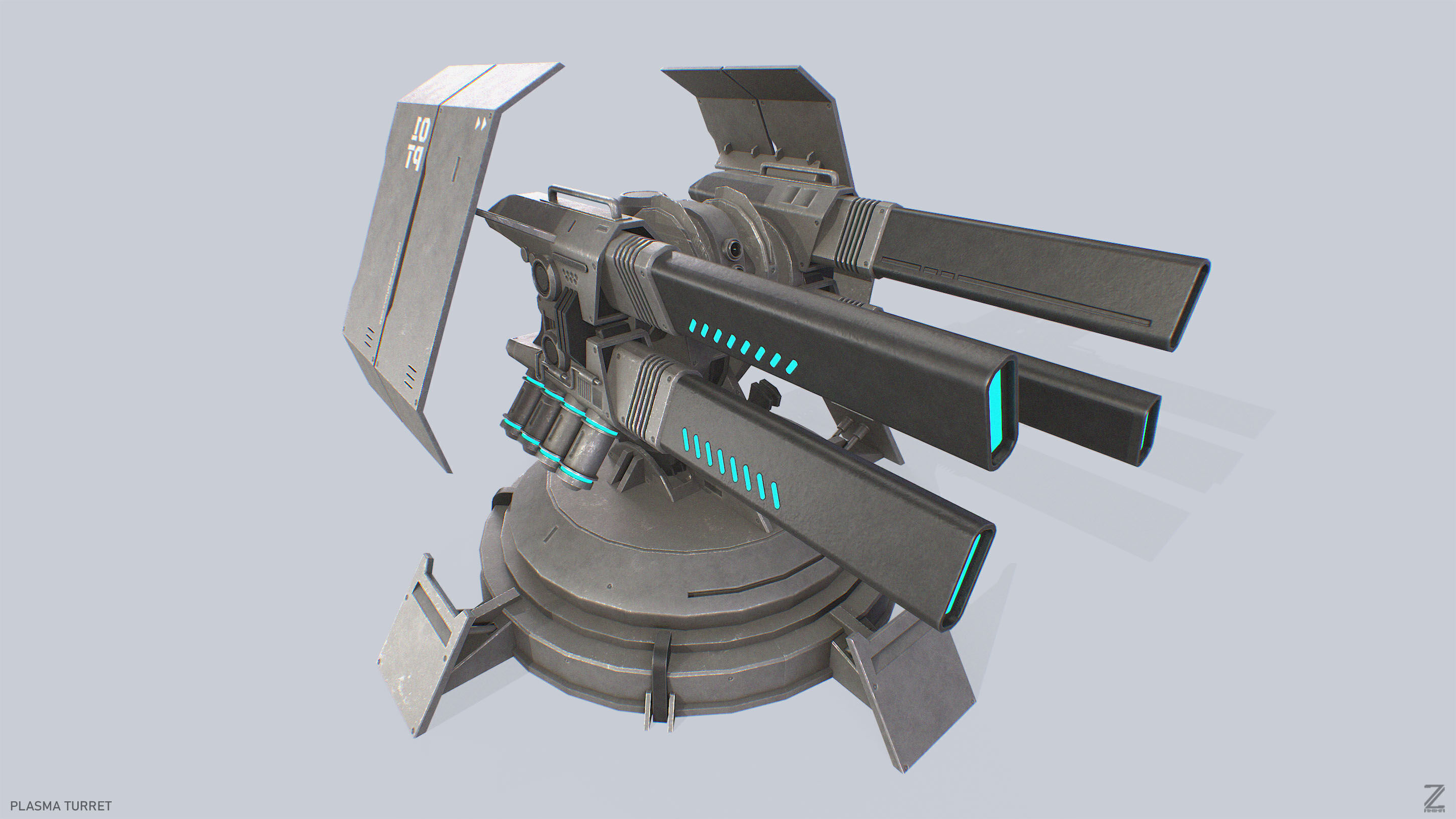 Plasma turret Low-poly 3D model_6