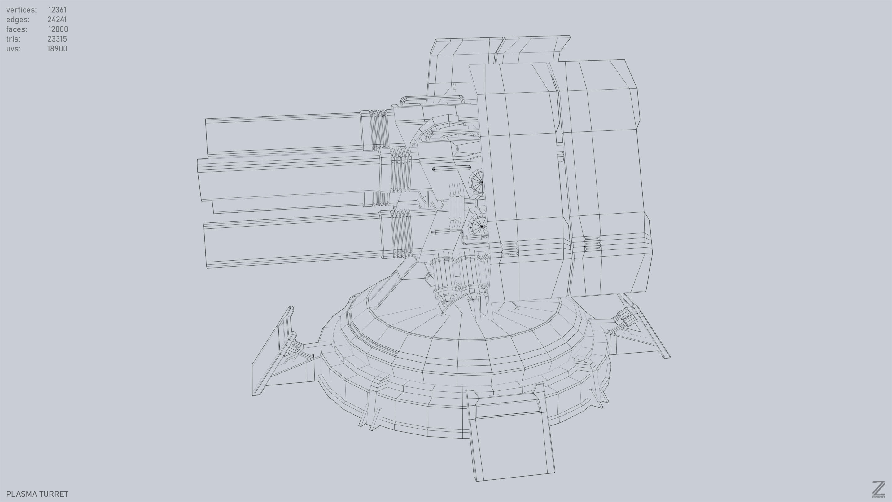 Plasma turret Low-poly 3D model_10
