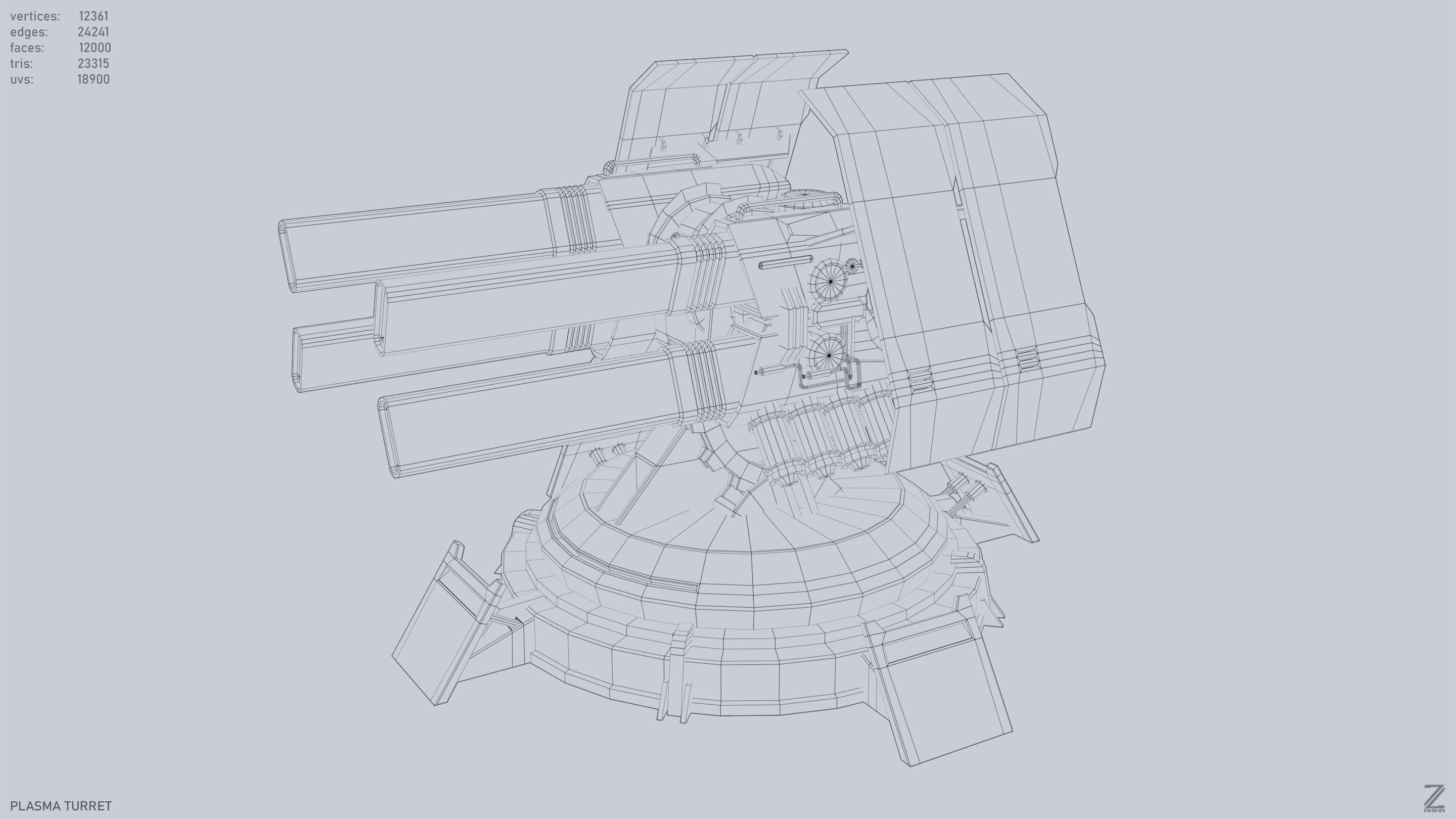 Plasma turret Low-poly 3D model_9
