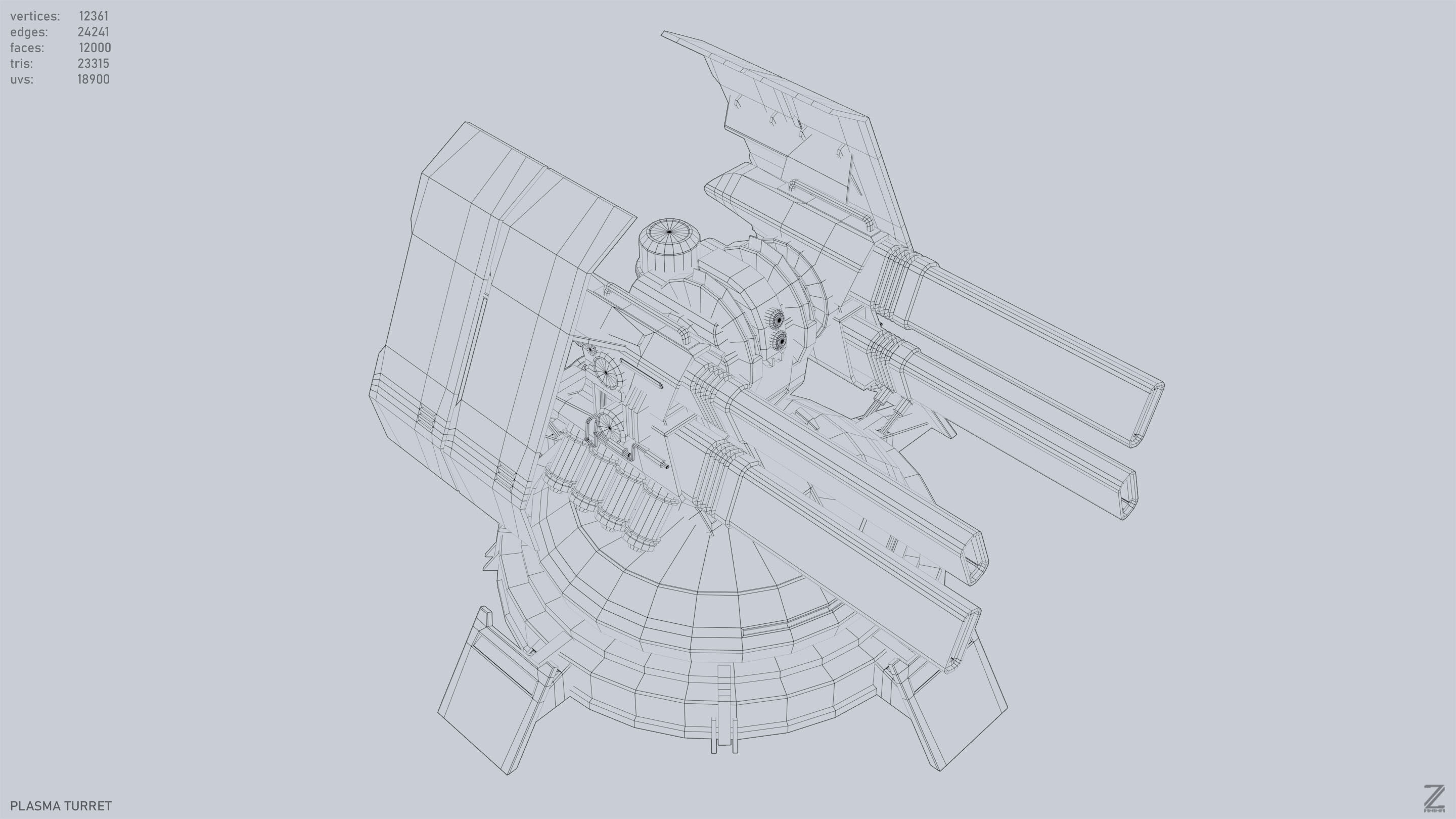Plasma turret Low-poly 3D model_12