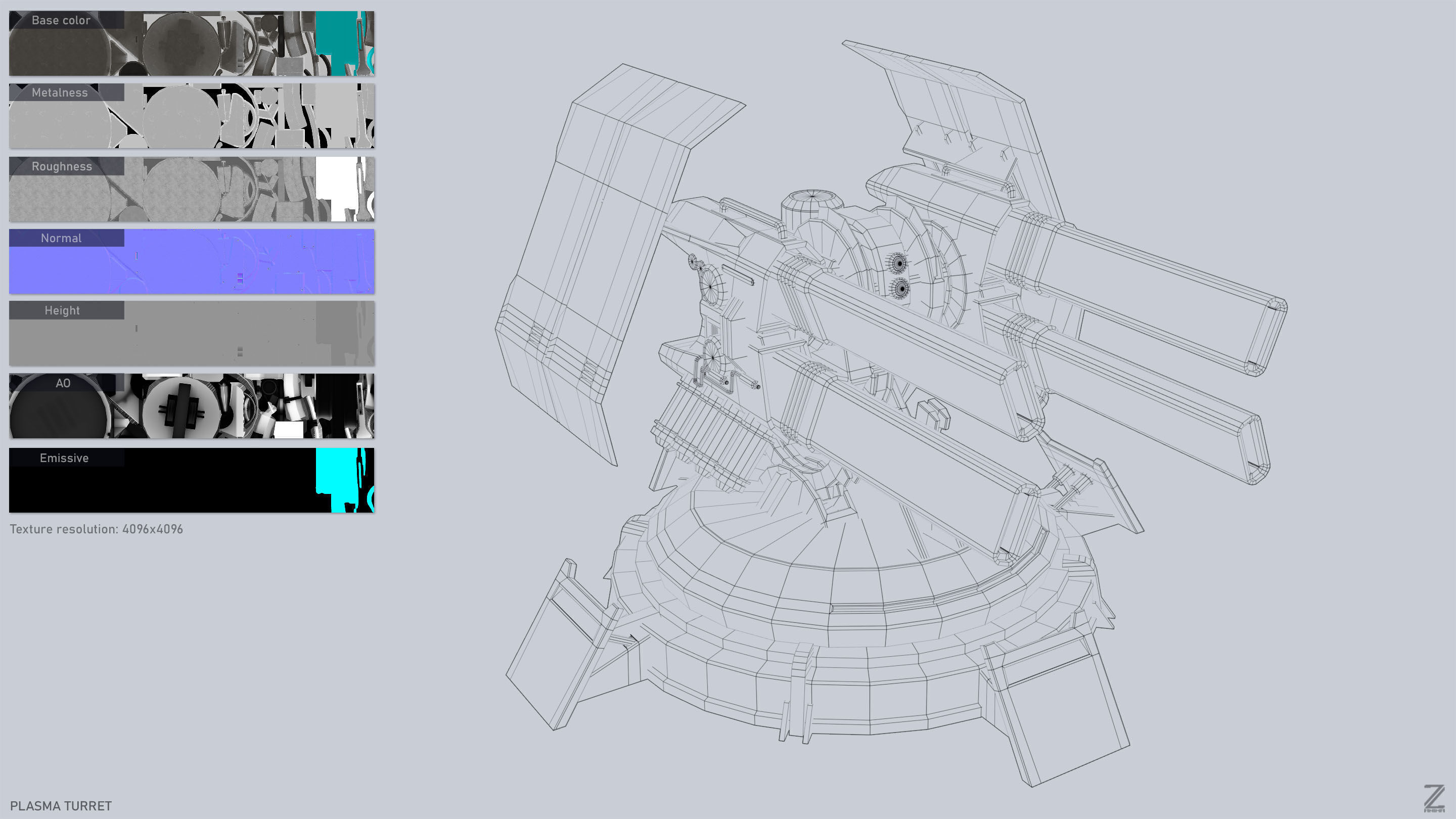 Plasma turret Low-poly 3D model_4