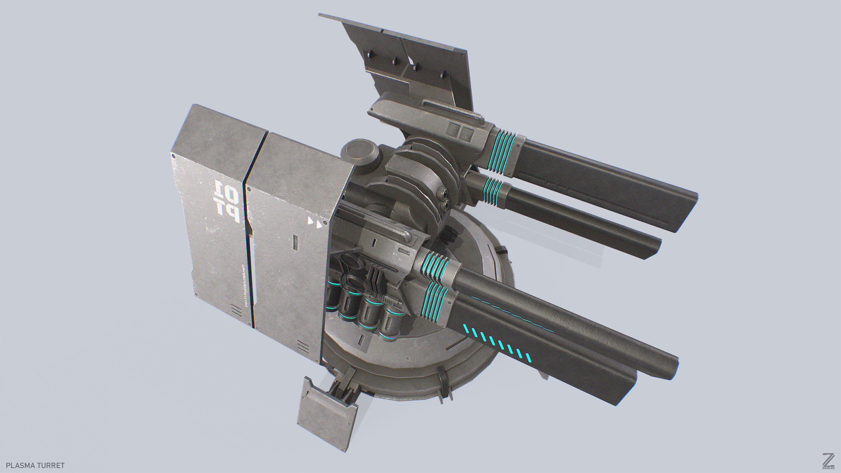 Plasma turret Low-poly 3D model_2