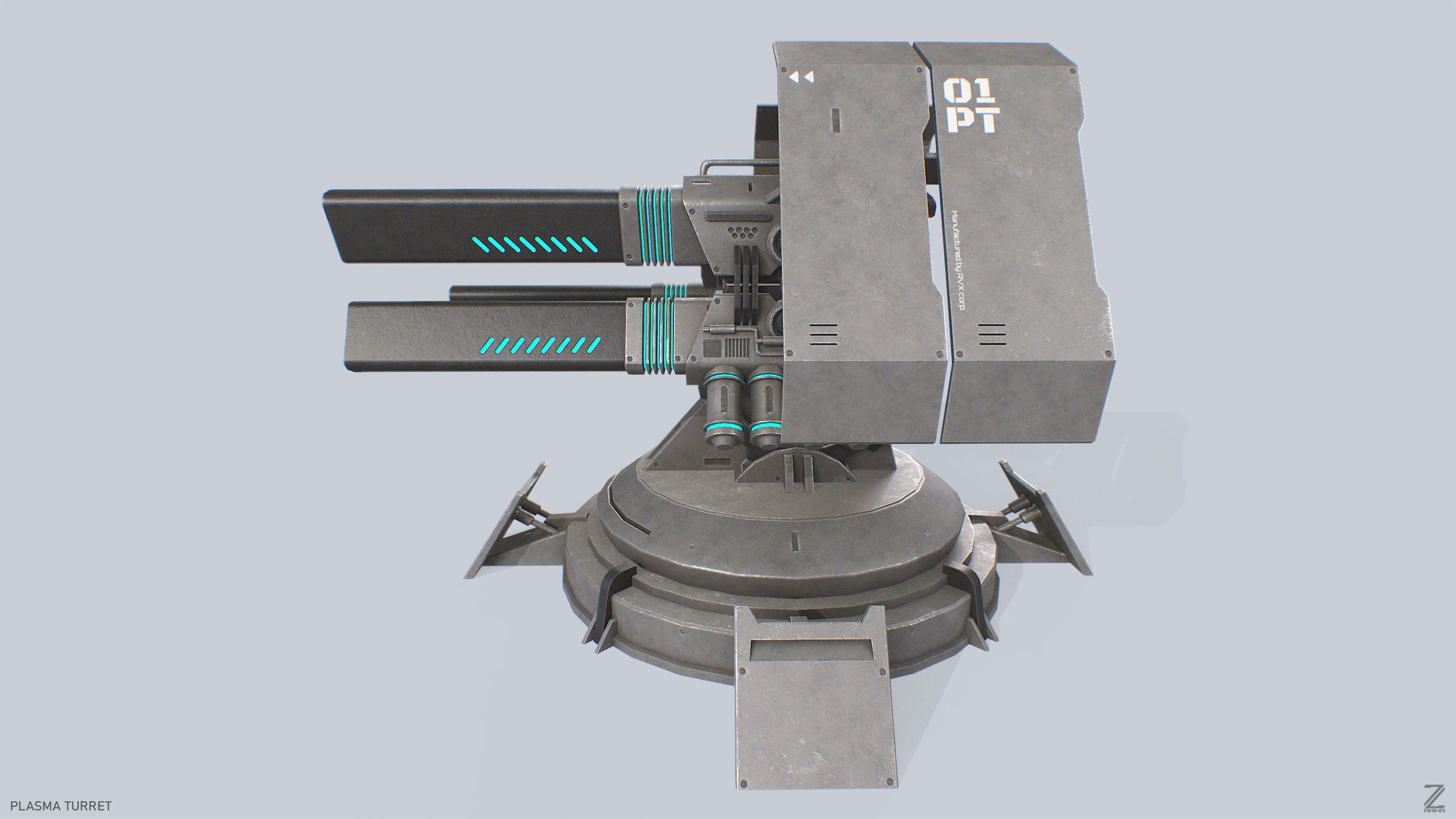 Plasma turret Low-poly 3D model_5