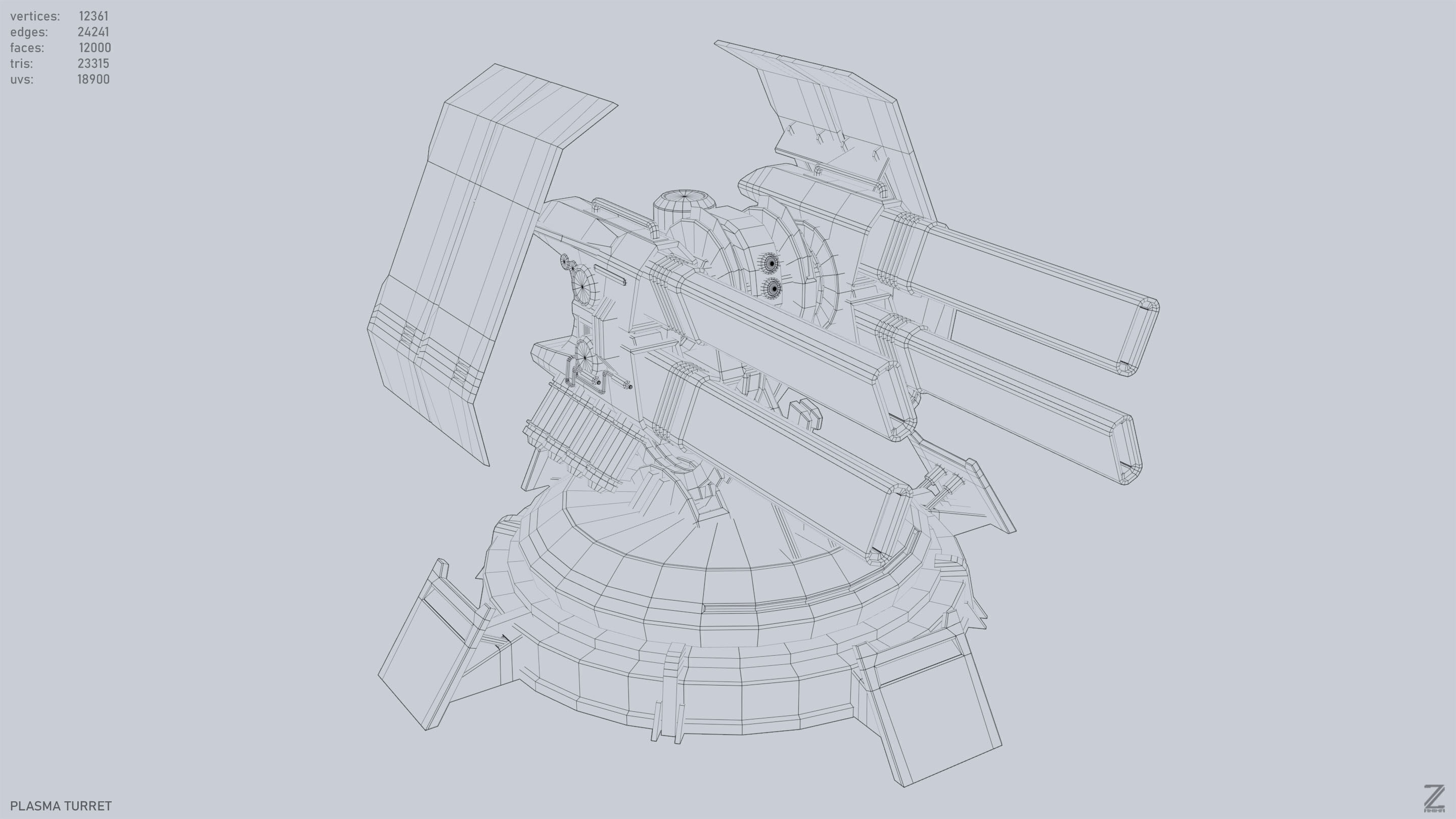 Plasma turret Low-poly 3D model_15