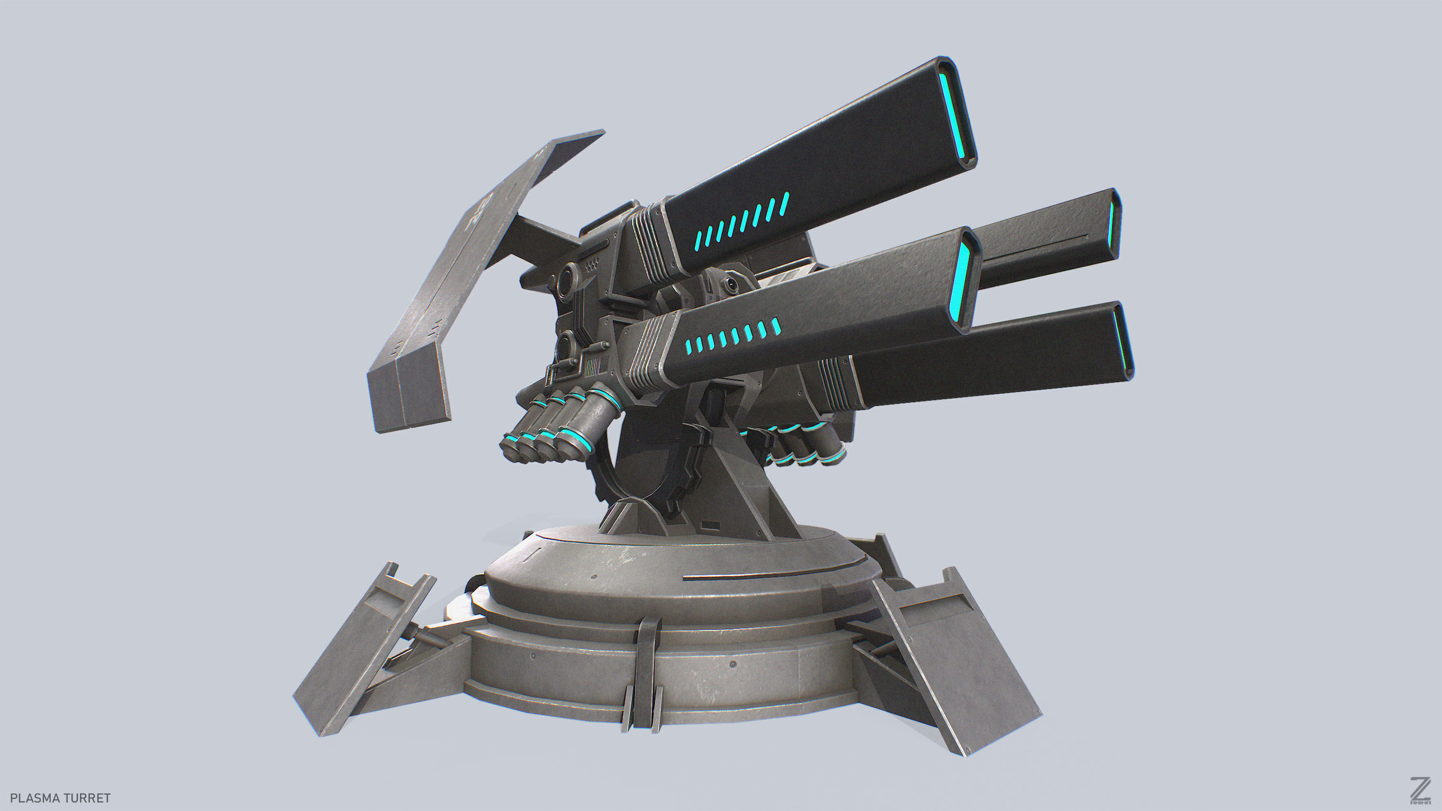 Plasma turret Low-poly 3D model_8
