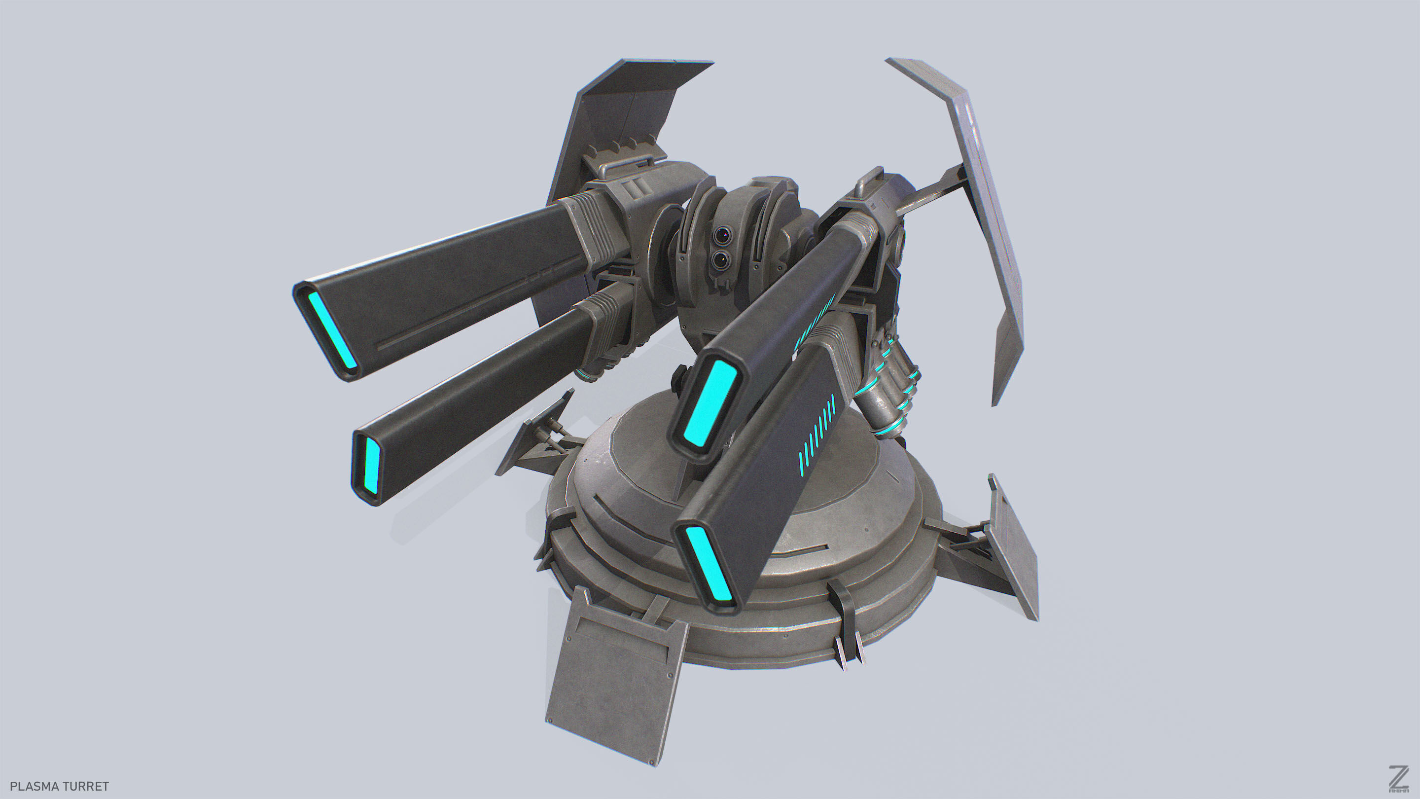 Plasma turret Low-poly 3D model_7