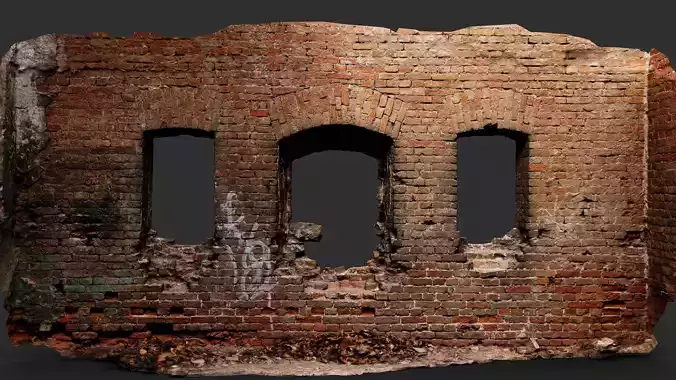 ruins brickwall interior abandoned factory photogrammetry