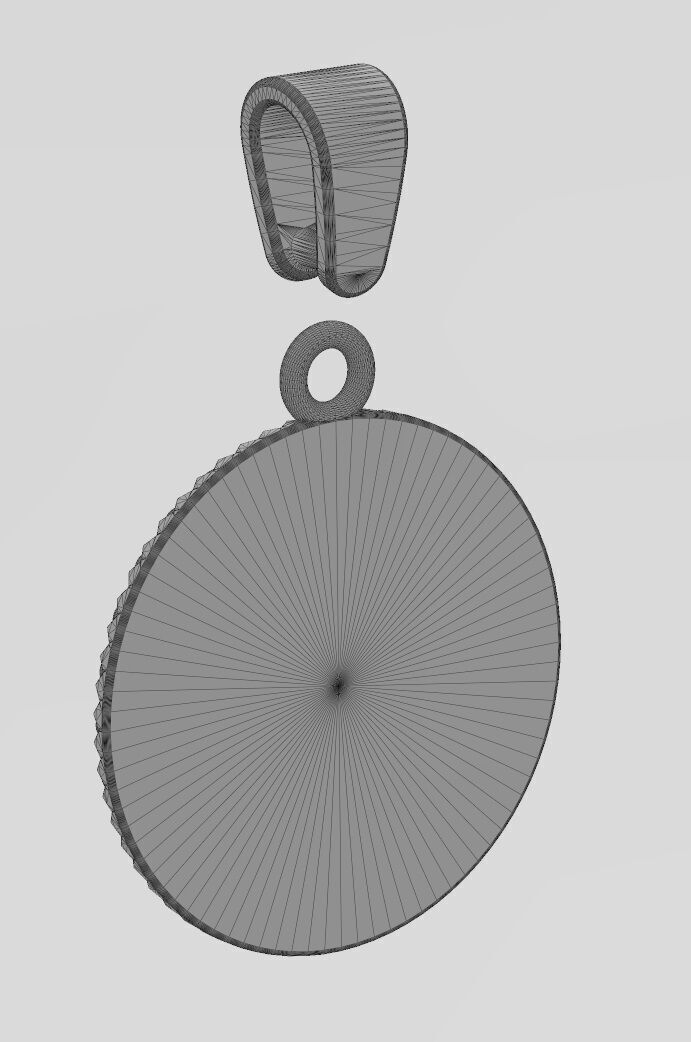 M letter initial faceted sunrays beaded coin pendant charm 3D print model_14