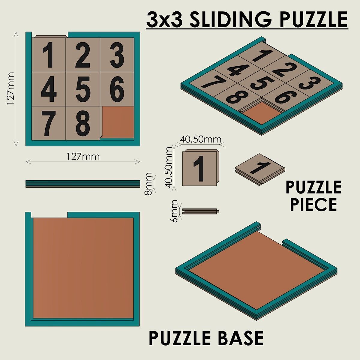 Sliding Puzzle 3D print model_3