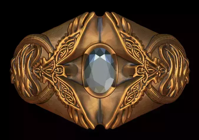 Viking Celtic Knot Raven Ring 3D print model